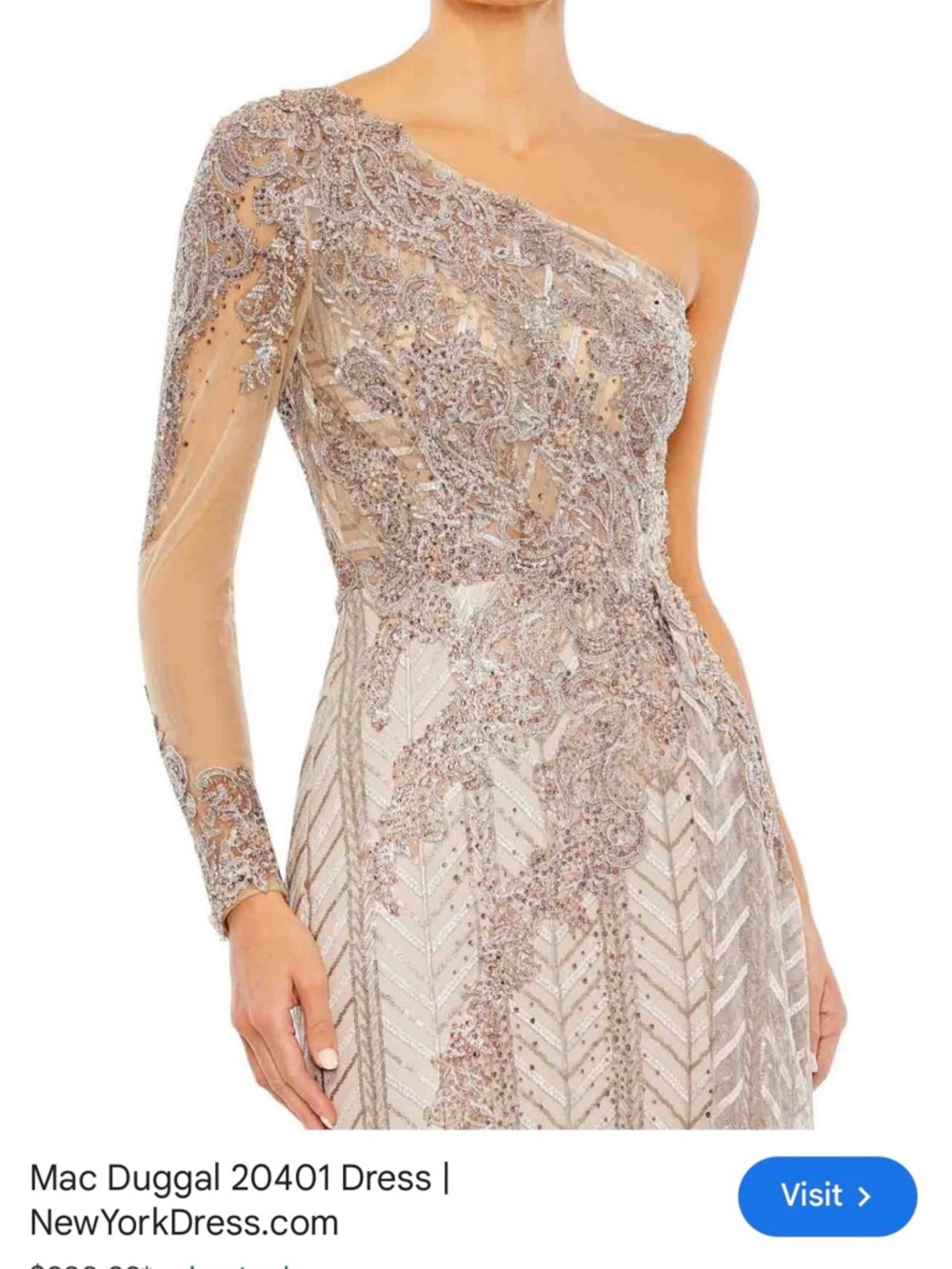 Mac Duggal One Shoulder Beaded Gown Size 6 NWT Formal Dress 20401